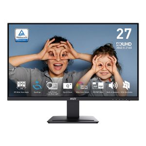 مانیتور 27 اینچ ام اس آی مدل PRO MP273U، رزولوشن 4K UHD، پنل IPS، نرخ بروزرسانی 60 هرتز، با نسبت تصویر 16:9، دارای اسپیکر داخلی، دارای پورت HDMI و DisplayPort و خروجی هدفون