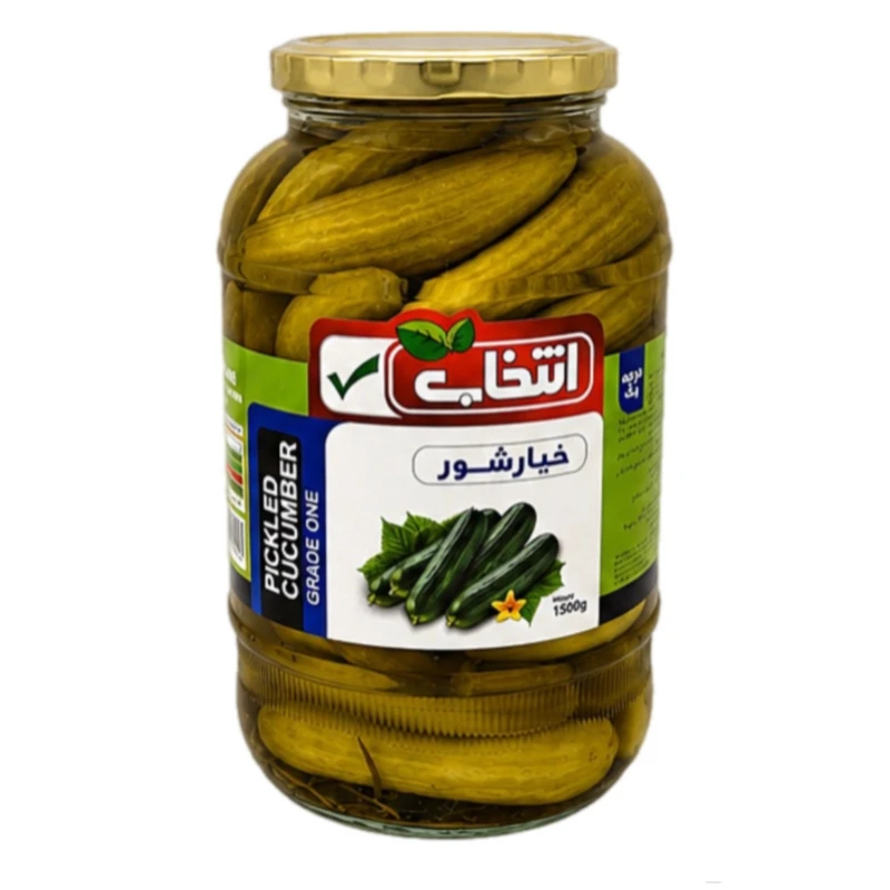 خیارشور درشت سرکه‌ای، نمکی انتخاب - 1500 گرم