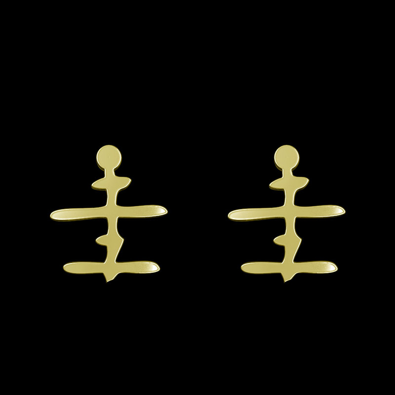 گوشواره طلا 18 عیار زنانه مدوپد مدل هندسی کد GA1-16119