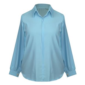 شومیز آستین بلند یقه برگردان زنانه مدل بیسیک کرپ کد AK1380