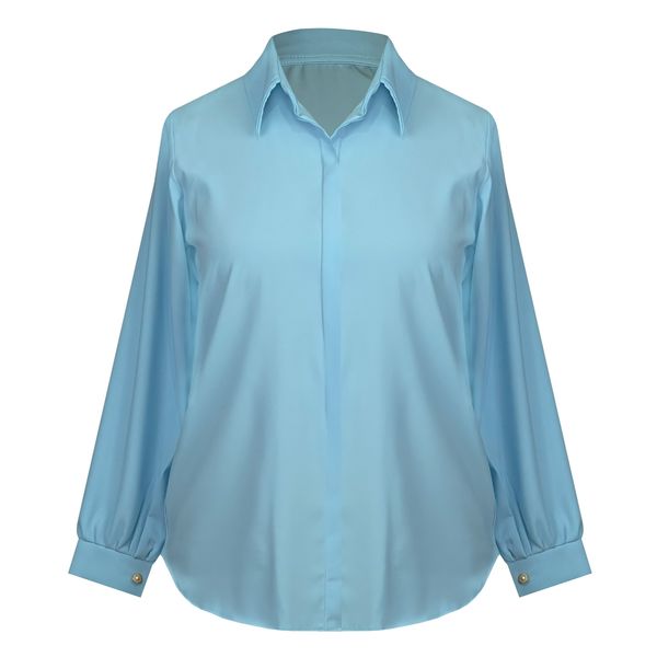 شومیز آستین بلند یقه برگردان زنانه مدل بیسیک کرپ کد AK1380