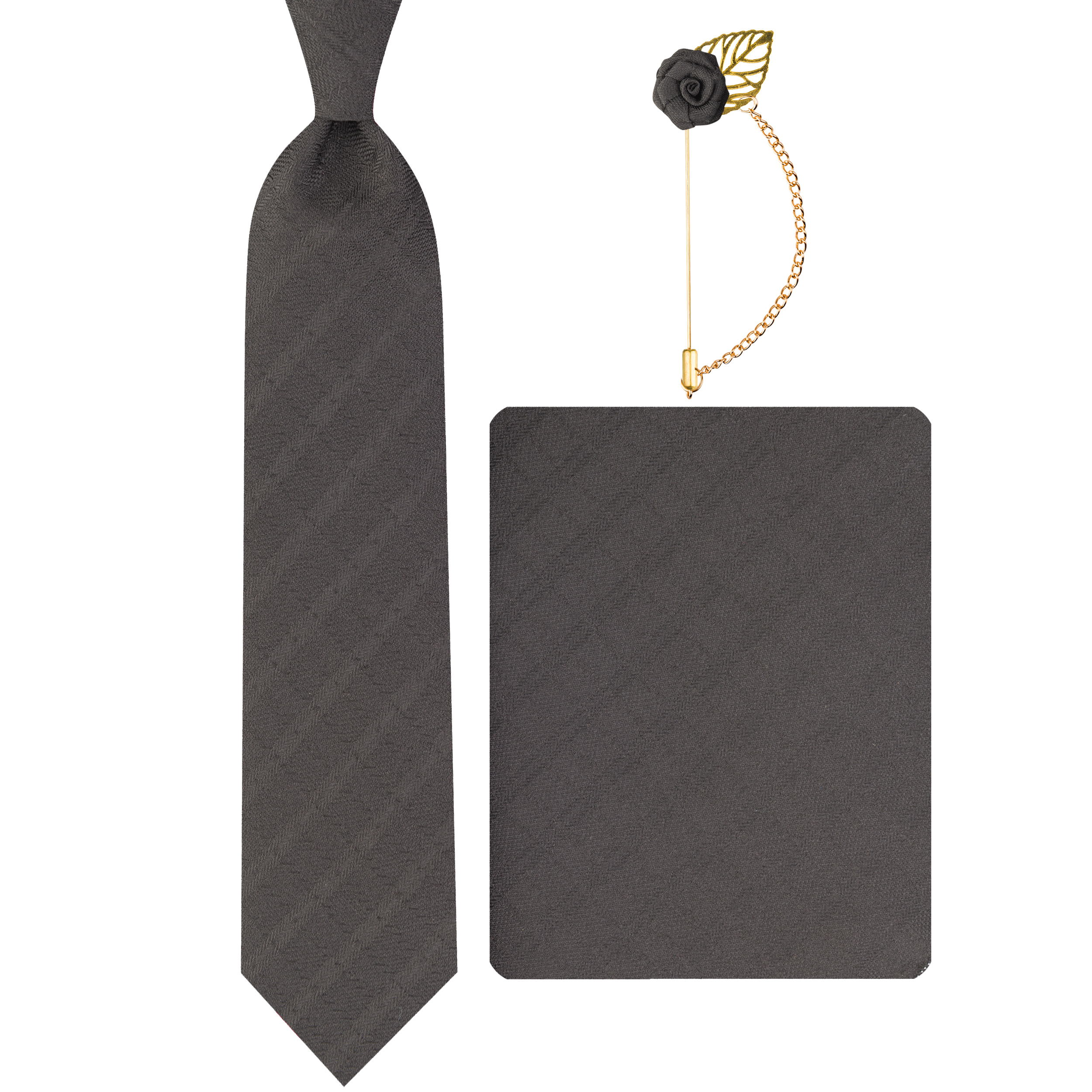 ست کراوات و دستمال جیب و گل کت مردانه جیان فرانکو روسی مدل GF-ST996-BK 