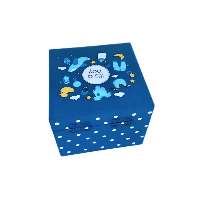 جعبه هدیه چوبی مدل کارتونی طرح نوزاد پسر کد WSB118