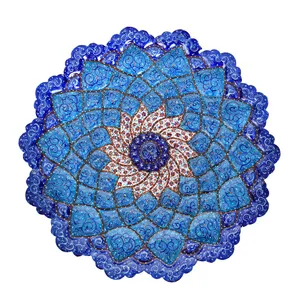 بشقاب مسی میناکاری شده سی دا طرح اسلیمی کد 01011 قطر 30 سانتی متر