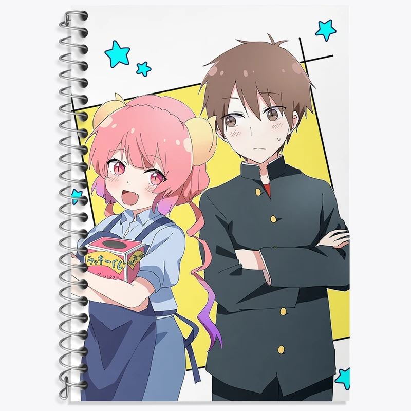 دفتر زبان 50 برگ خندالو مدل دو خط طرح ایلولو و آیدا انیمه اژدهای خدمتکار کوبایاشی کد 36297