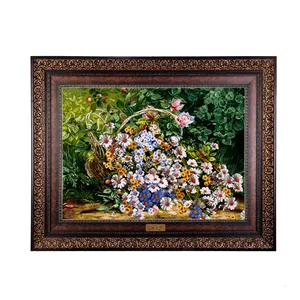 تابلو فرش ماشینی نقش نگار رضوی طرح گل کد 2121P
