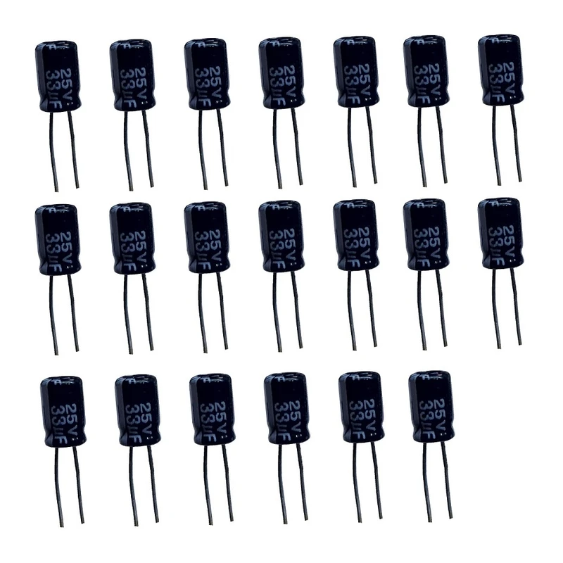  خازن الکترولیت 33 میکروفاراد مدل NIPPON 33UF25V بسته 20 عددی
