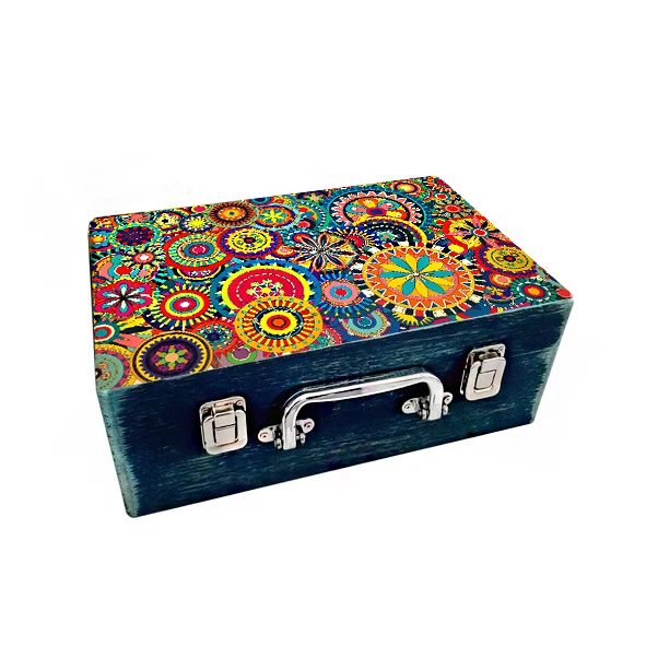 جعبه هدیه چوبی مدل چمدان بهاری کد WS512