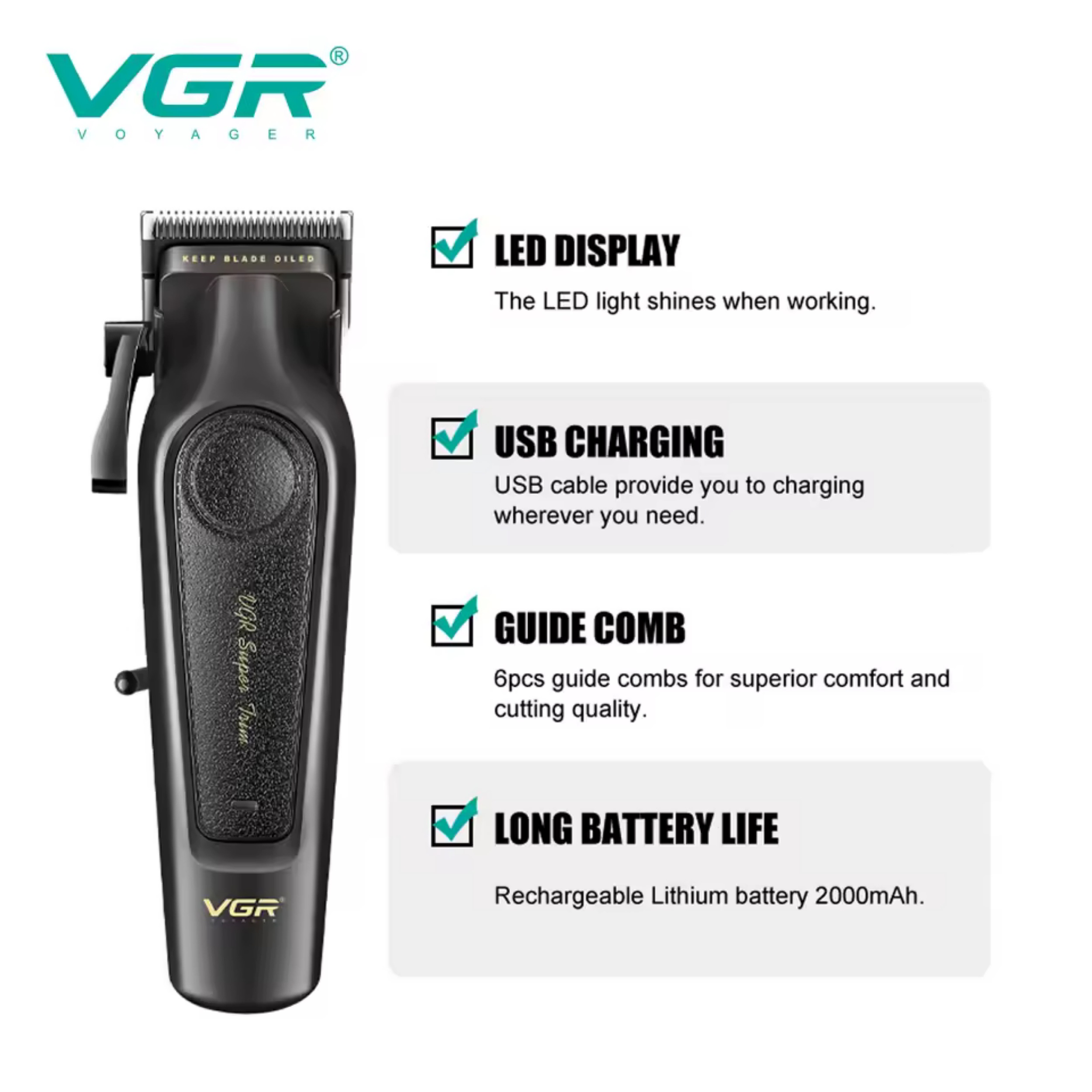 ماشین اصلاح موی سر و صورت شارژی وی جی ار مدل V-197 ماشین اصلاح موی سر و صورت شارژی وی جی ار مدل V-197
