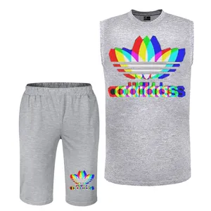 ست تاپ و شلوارک مردانه کد 02  رنگ طوسی