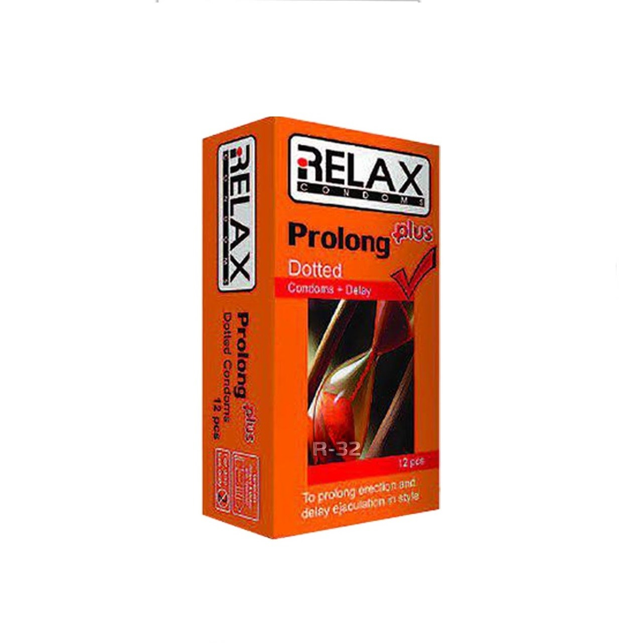 کاندوم ریلکس مدل PROLONG PLUS DOTTED کد R32 بسته 12 عددی