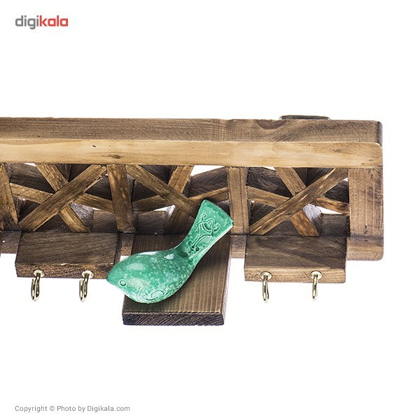 جاکلیدی گالری آسوریک مدل گره چینی طرح پرنده سبز کد 86034