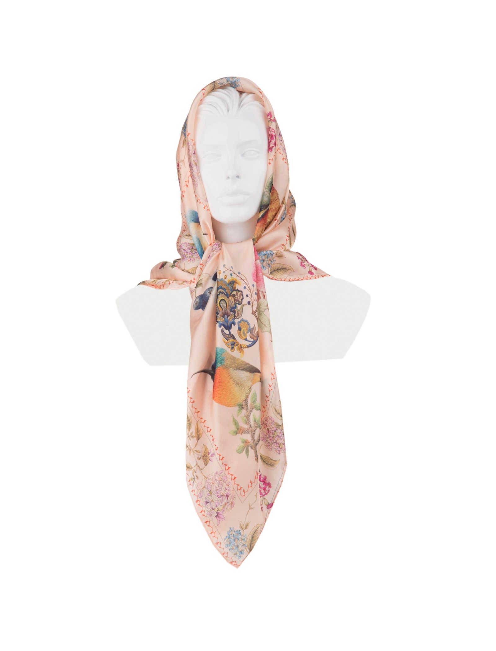 روسری ابریشمی زنانه - رزتی - گلبهي - 1