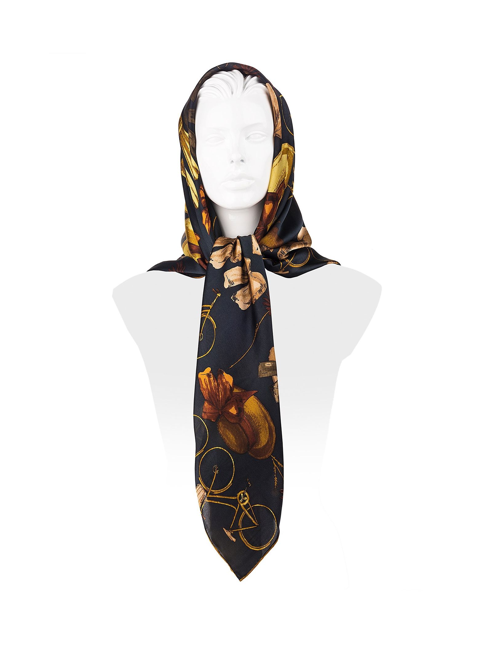روسری ابریشمی زنانه - رزتی - زغالي - 1