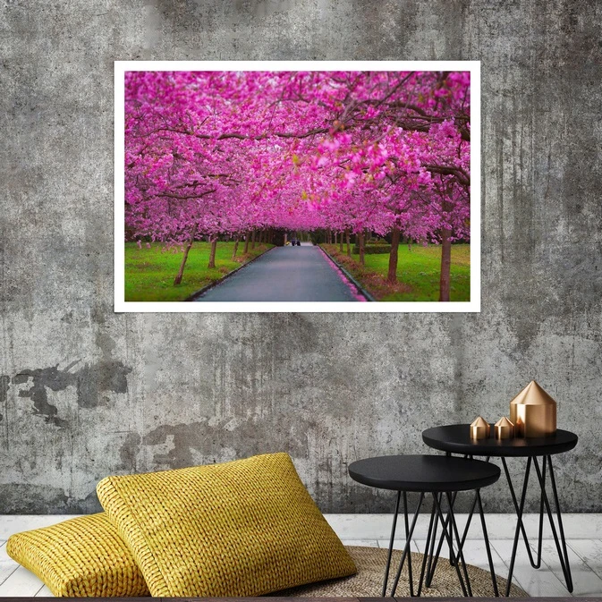 تابلو بکلیت طرح منظره و طبیعت بهاری مدل قاب شاسی W-s7989