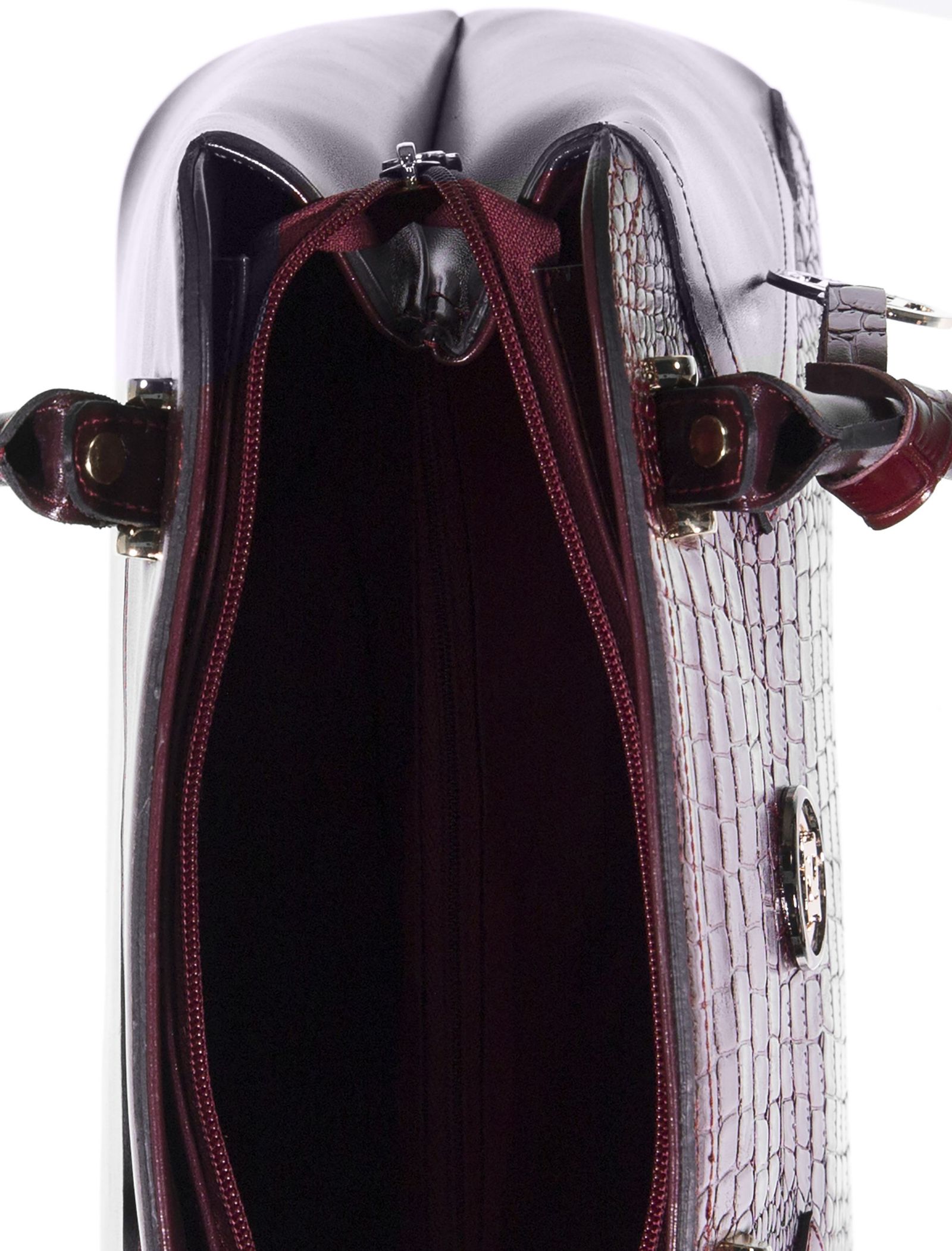 کیف دوشی روزمره زنانه - پاتن چرم - زرشکي سنگي  - 6
