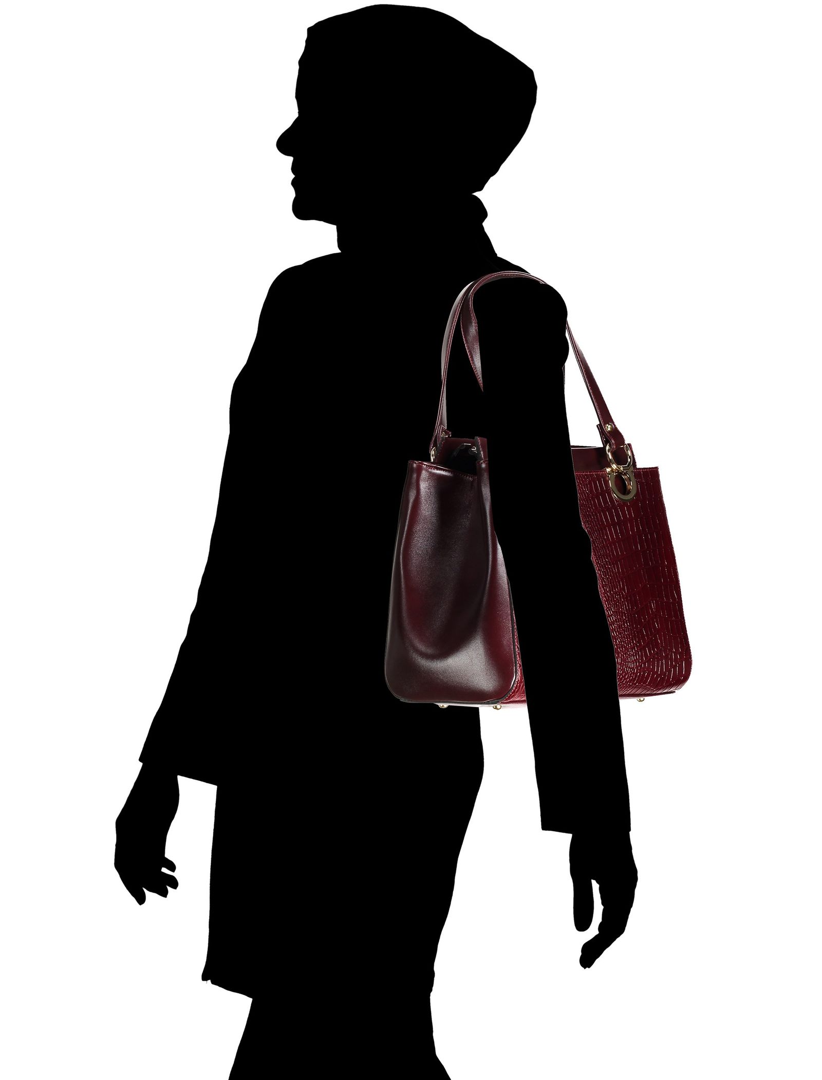 کیف دوشی روزمره زنانه - پاتن چرم - زرشکي سنگي  - 7