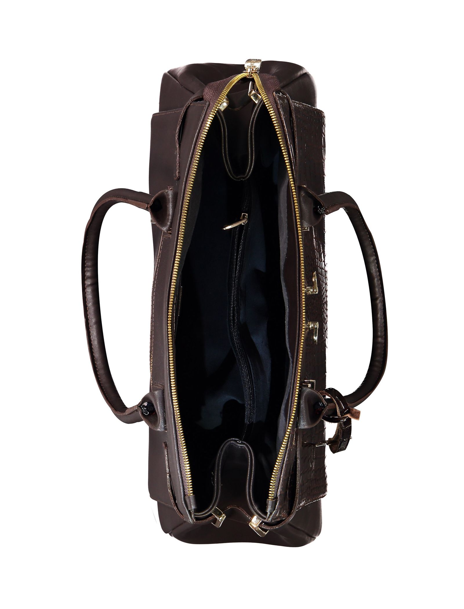 کیف دوشی زنانه - پاتن چرم - قهوه اي سنگي  - 6