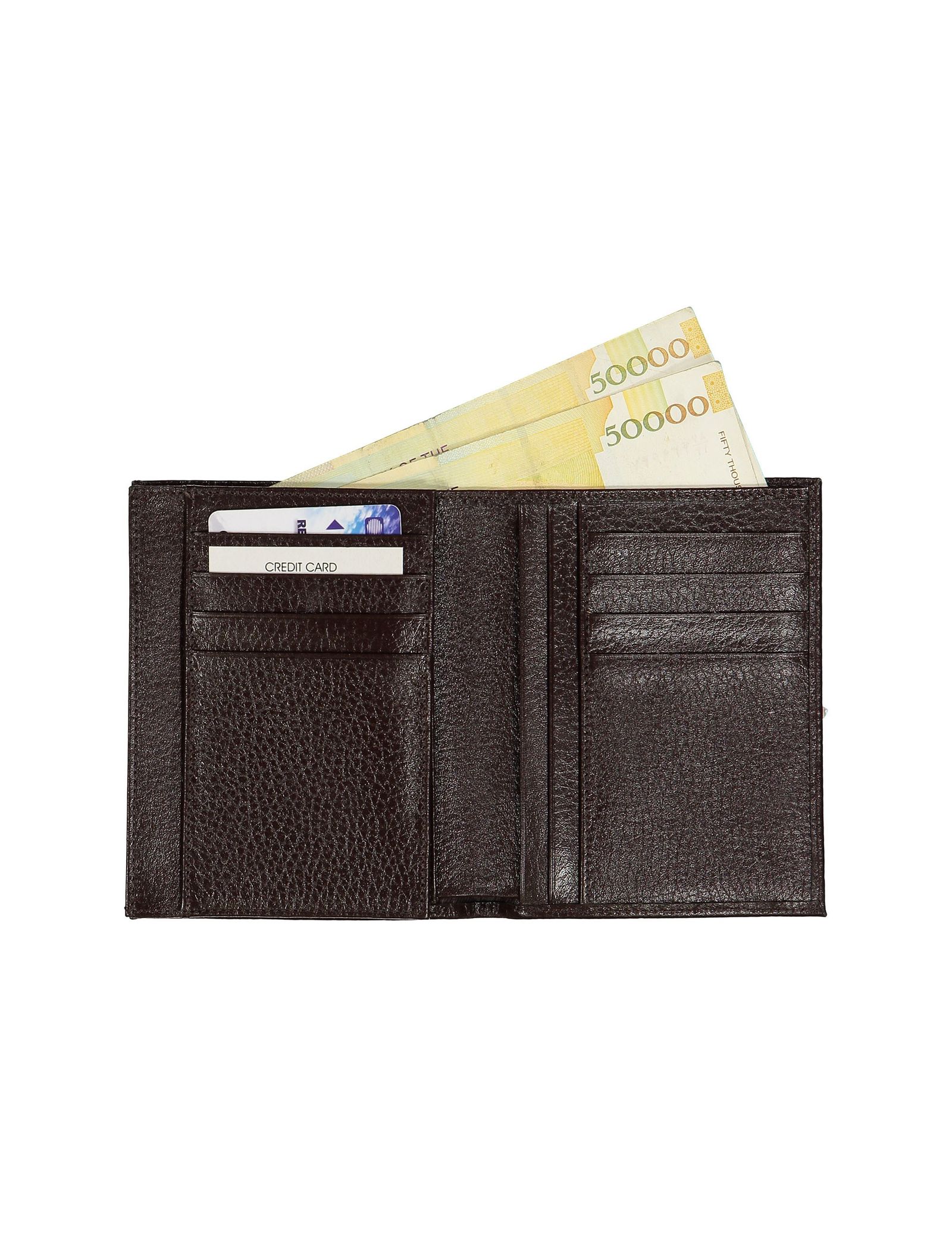 کیف پول چرم کتابی مردانه - چرم مشهد - قهوه اي - 6