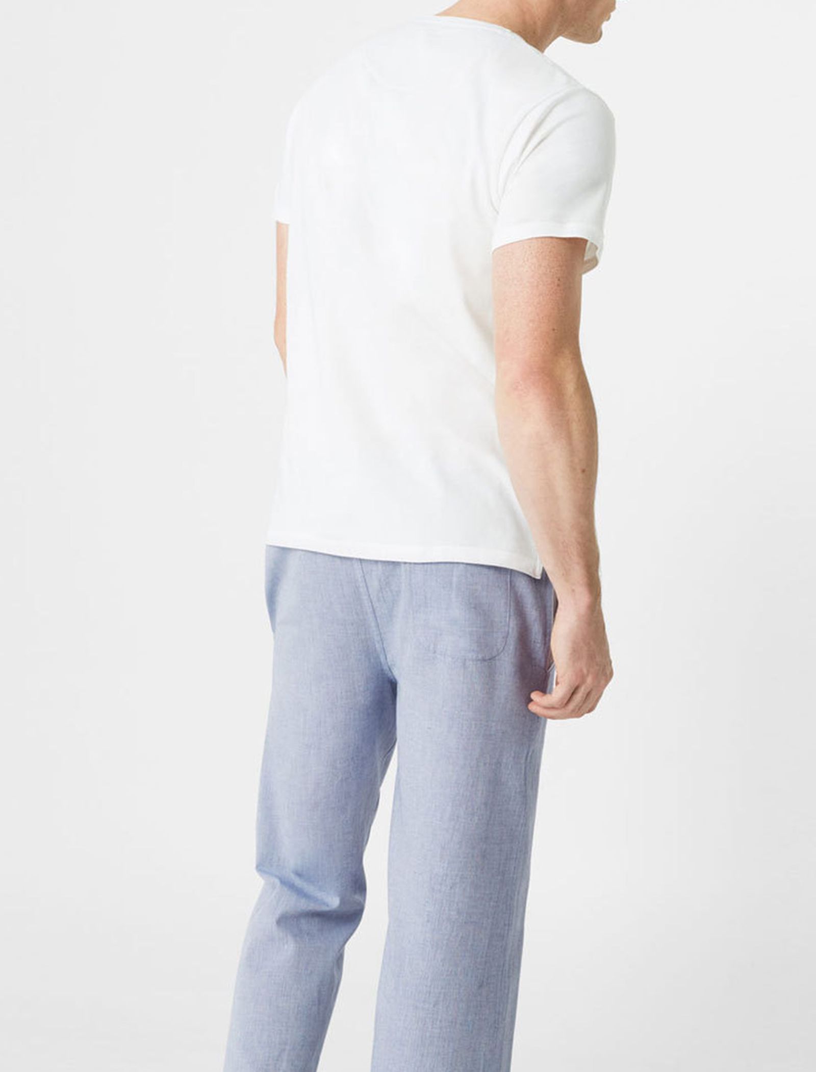 تی شرت و شلوار راحتی نخی مردانه - مانگو - آبي پاستلي روشن - 6