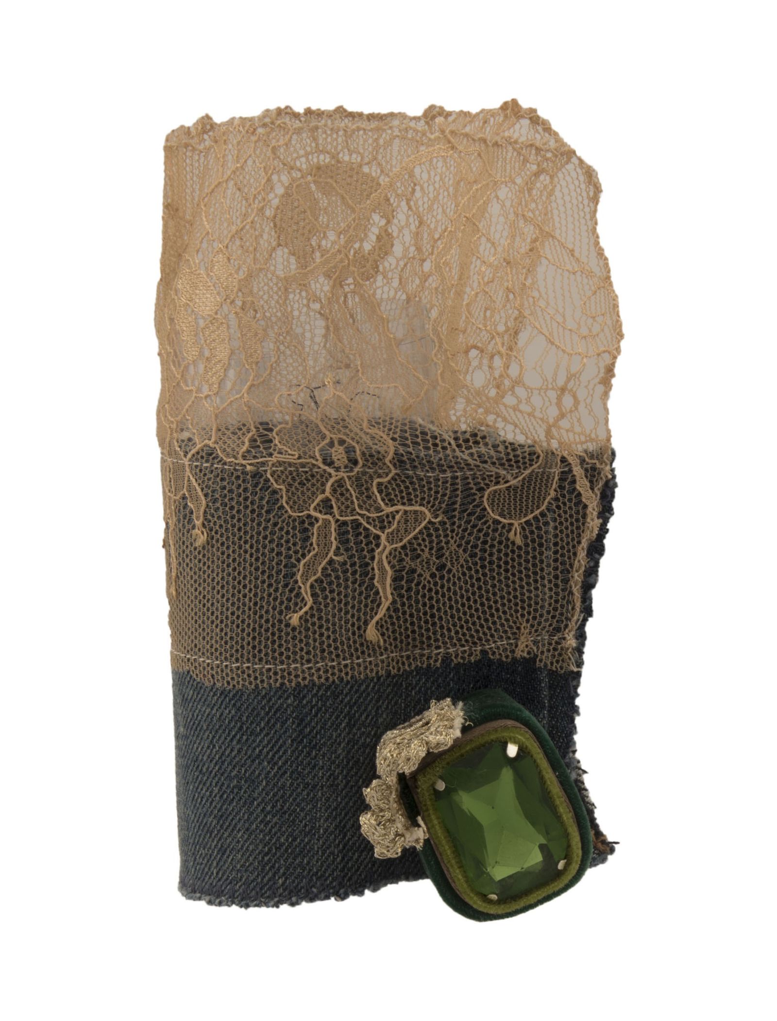 دستبند دست ساز جین زنانه - مهران رفیعیان سایز L - کرم و آبي و سبز - 1