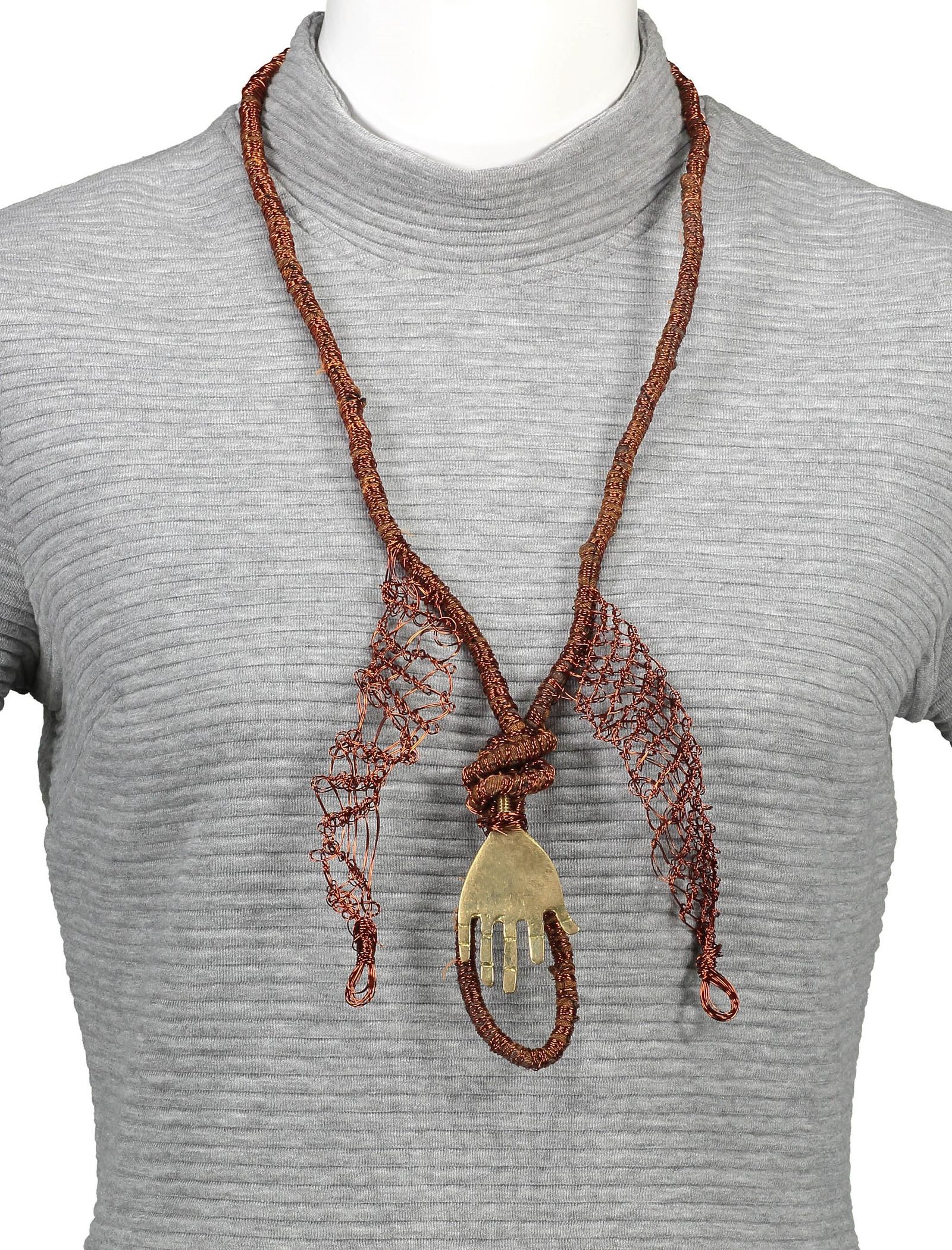 گردنبند دست ساز زنانه - کندیس تک سایز - قهوه اي - 5