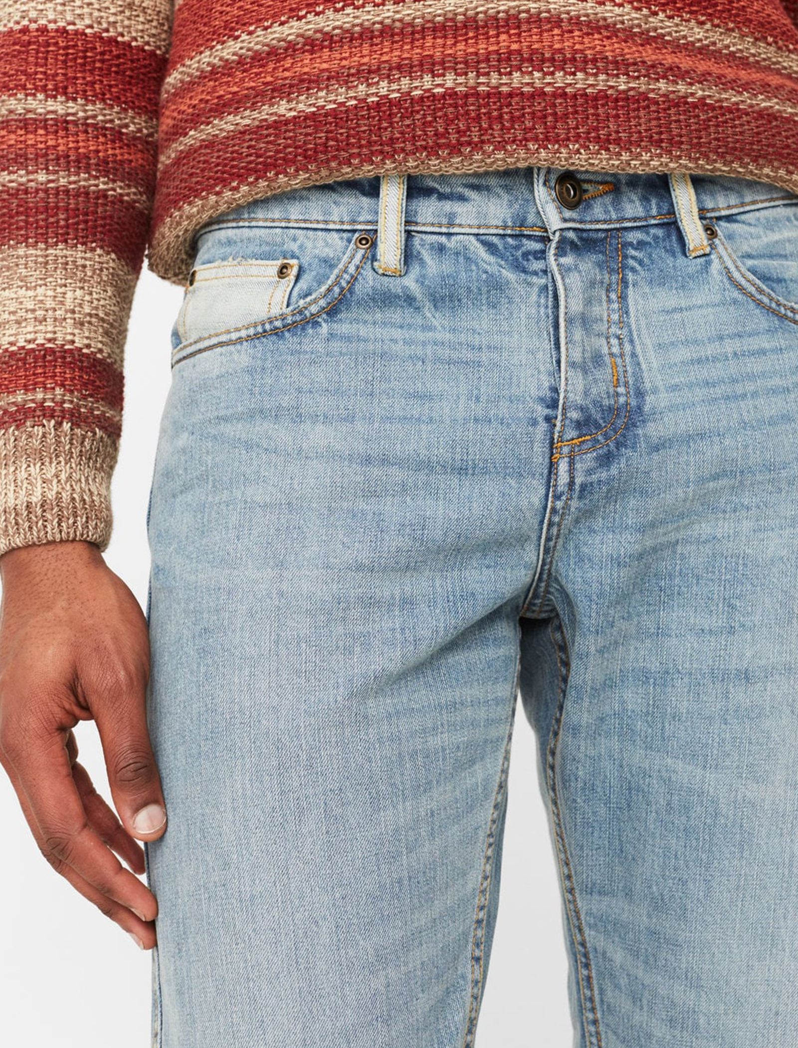 شلوار جین راسته مردانه - مانگو - آبي روشن - 5