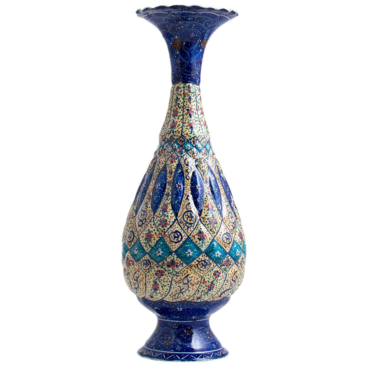 گلدان میناکاری مسی رستا طرح صراحی 125-12-102 ارتفاع 25 سانتی متر