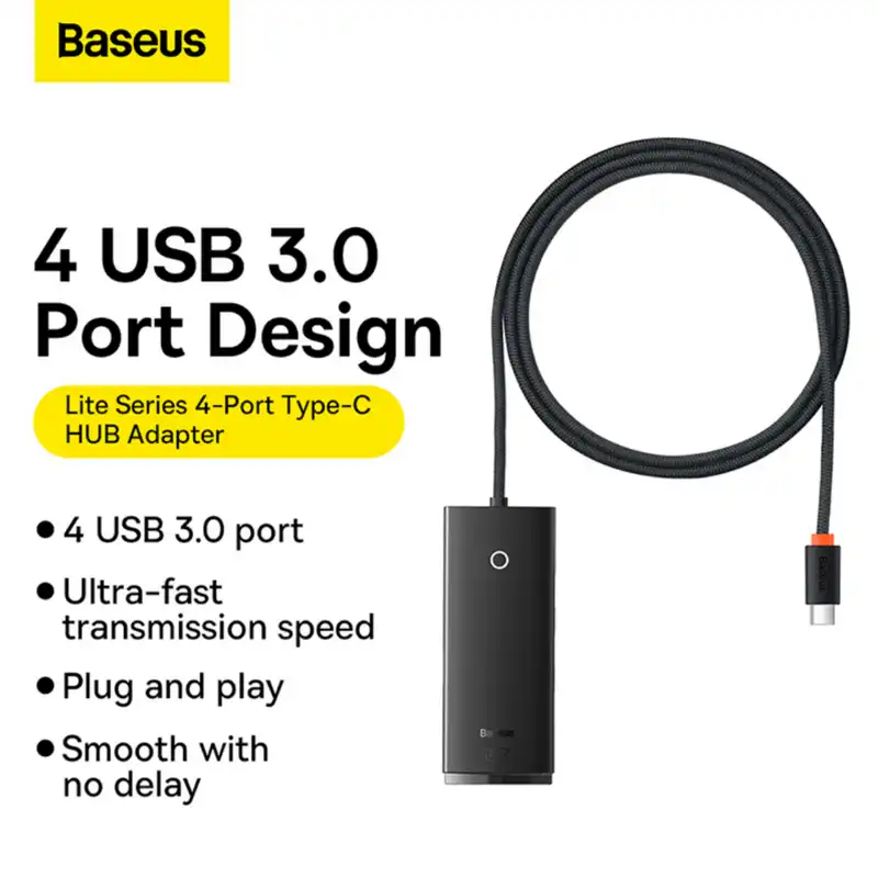 هاب 4 پورت USB -C باسئوس مدل Lite Series - WKQX03040 1m