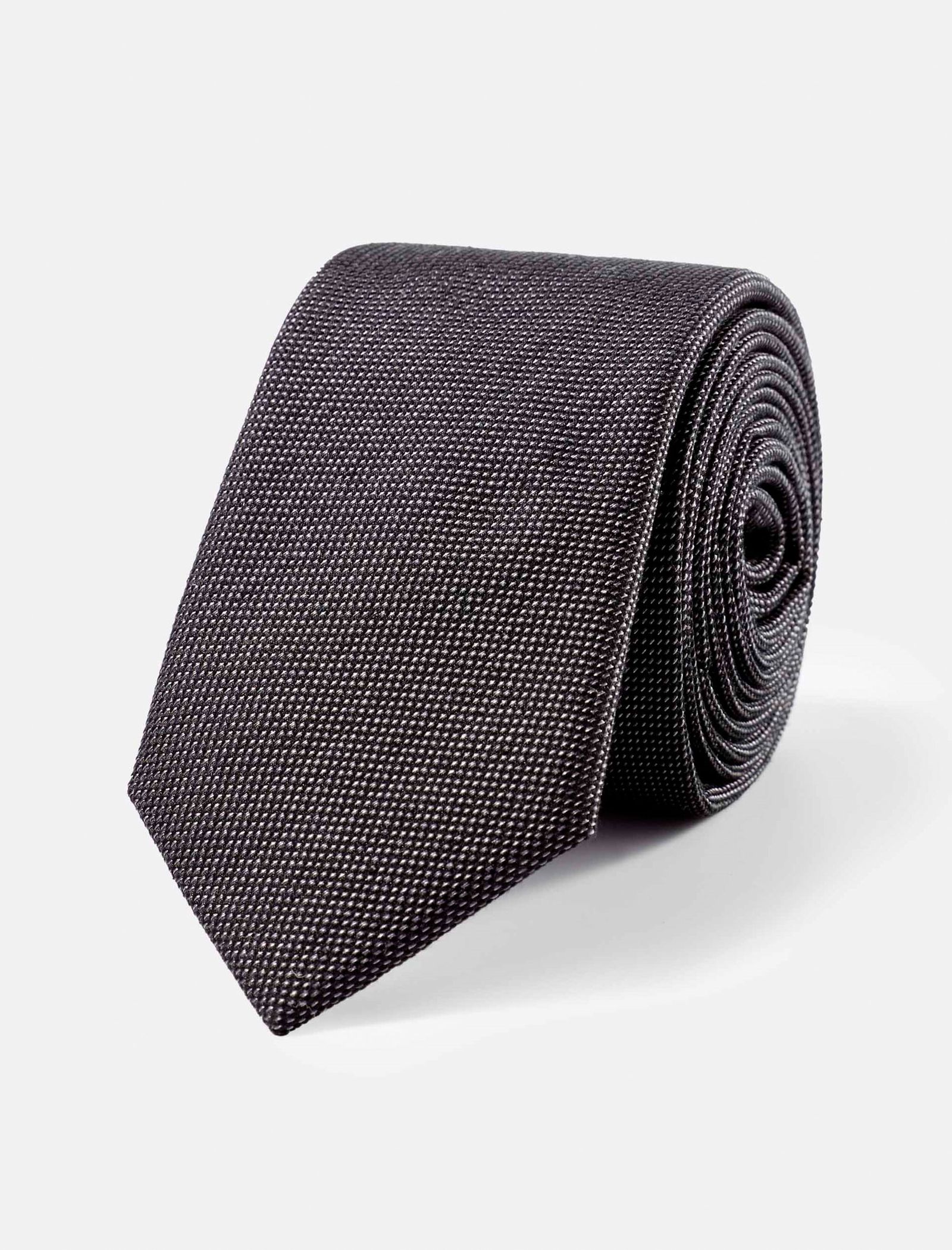 کراوات ابریشمی ساده مردانه - سلیو تک سایز - زغالي - 4