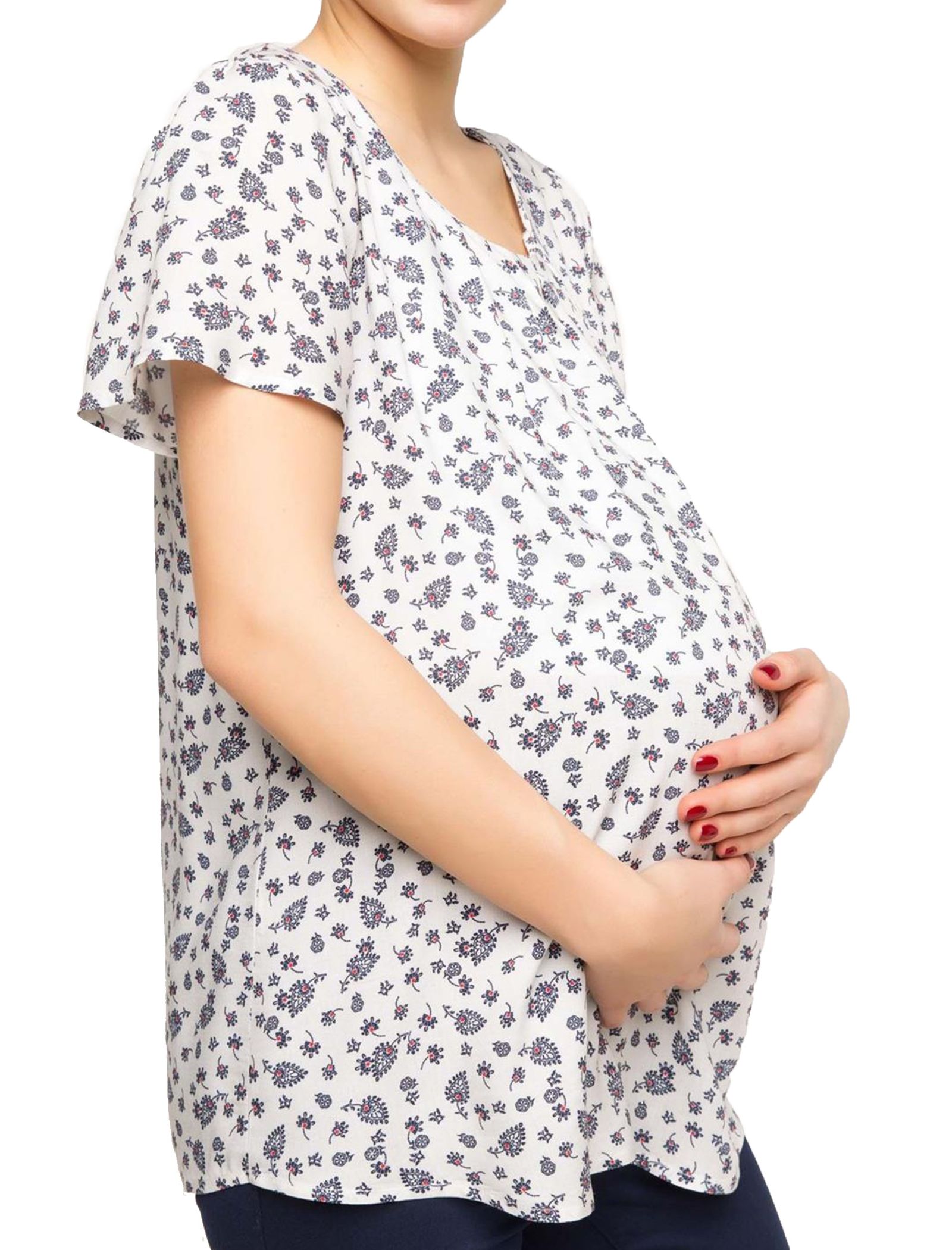 بلوز ویسکوز طرح دار بارداری - دفکتو - سفيد - 8