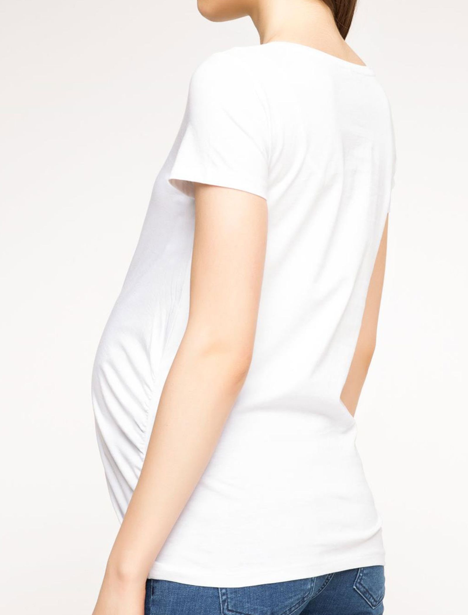 تی شرت نخی یقه گرد بارداری - دفکتو - سفيد - 7