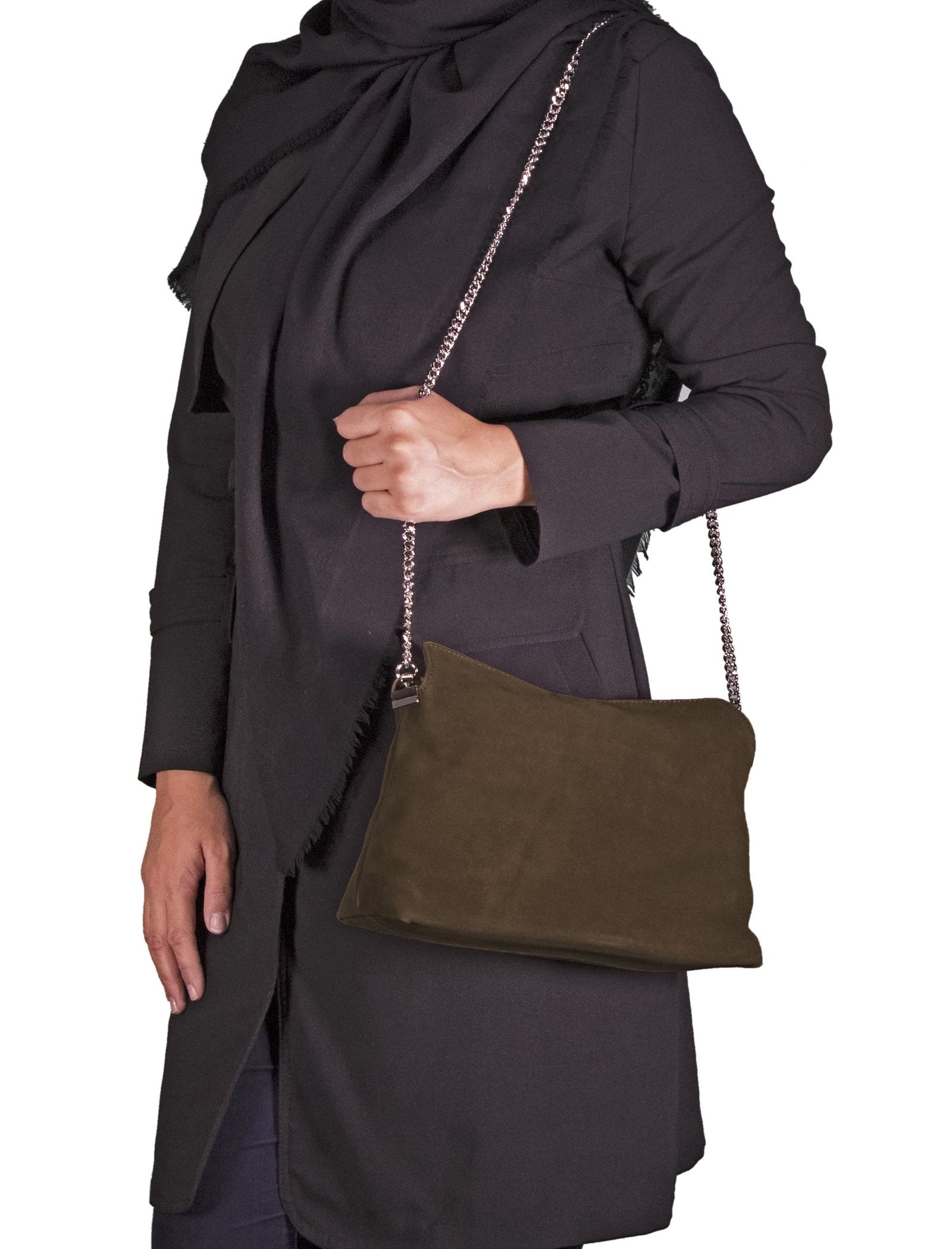 کیف دوشی چرم زنانه - مانگو - قهوه اي - 8