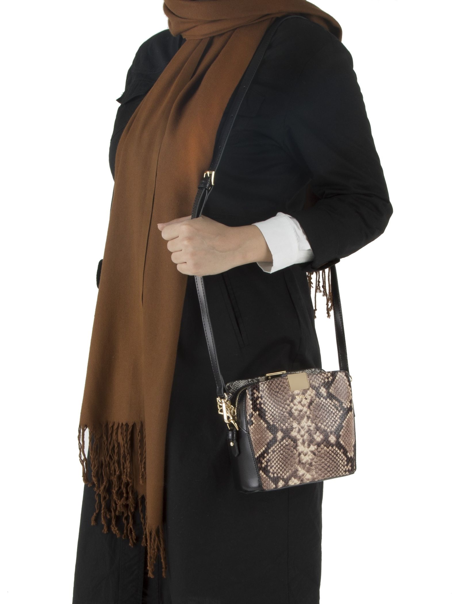 کیف دوشی چرم زنانه - درسا - قهوه اي - 8