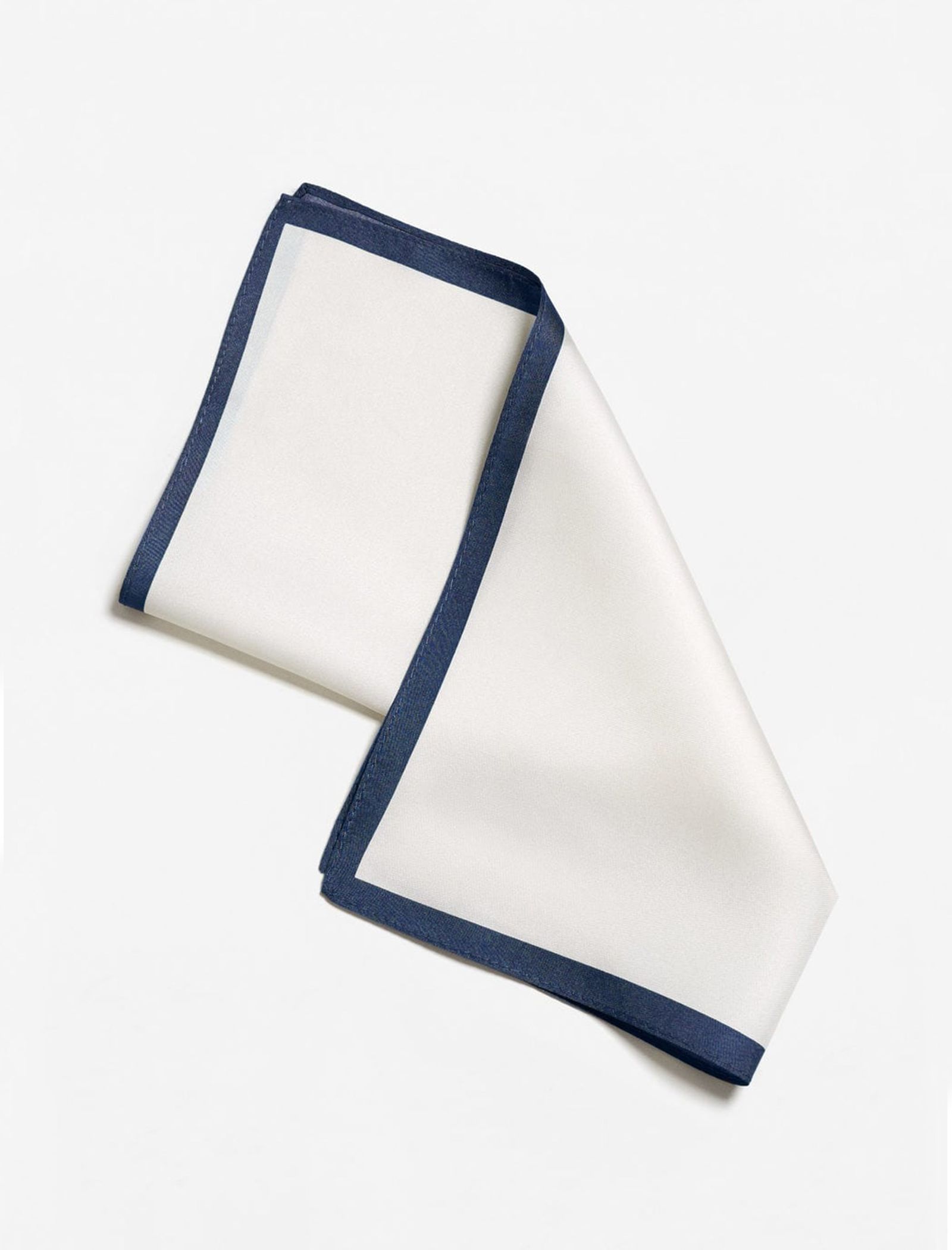 دستمال جیب ابریشم ساده مردانه - مانگو - سفيد و سرمه اي - 3