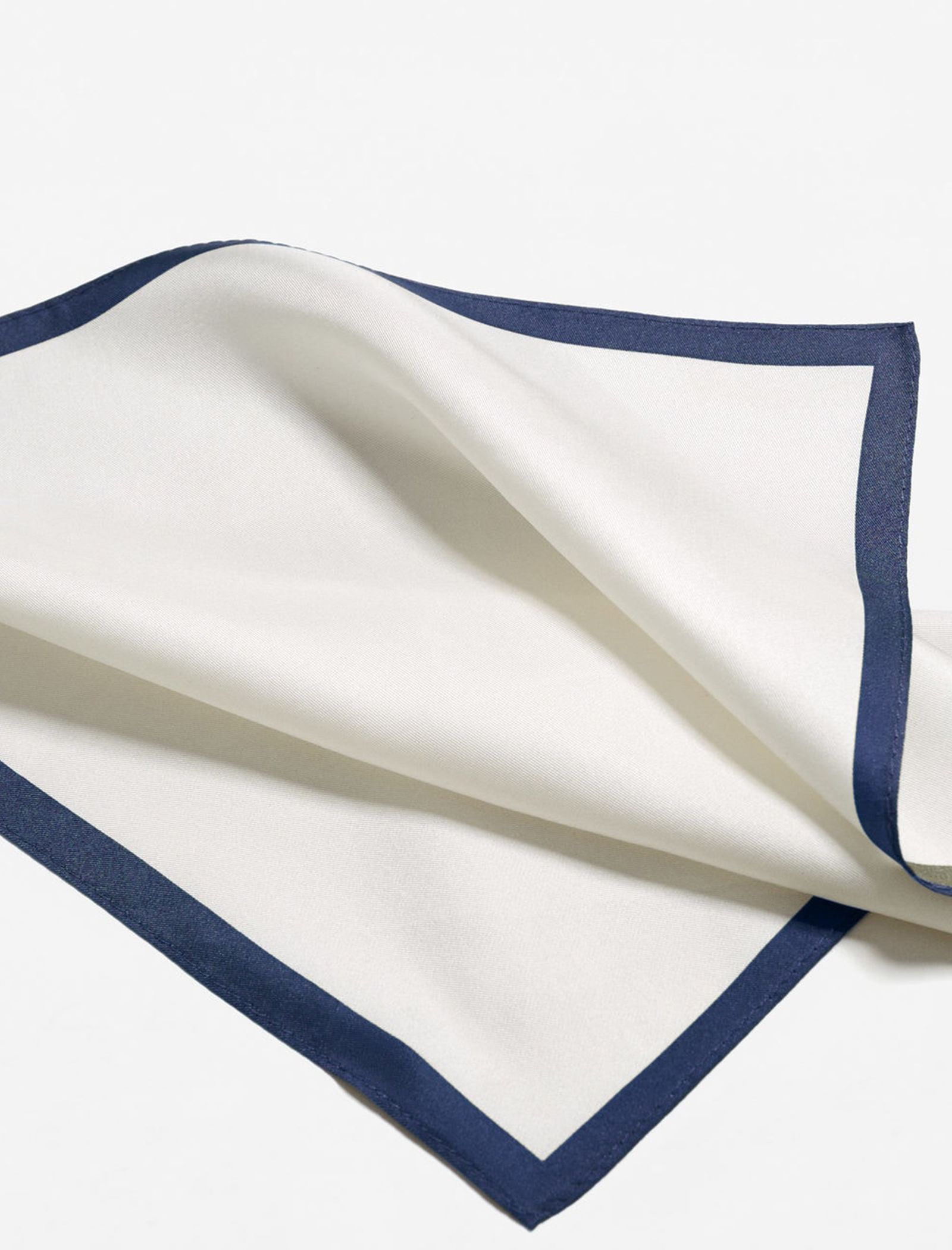 دستمال جیب ابریشم ساده مردانه - مانگو - سفيد و سرمه اي - 4