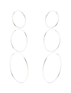 گوشواره نقره حلقه ای زنانه Sterling Silver 3X Simple Hoop - اکسسوریز