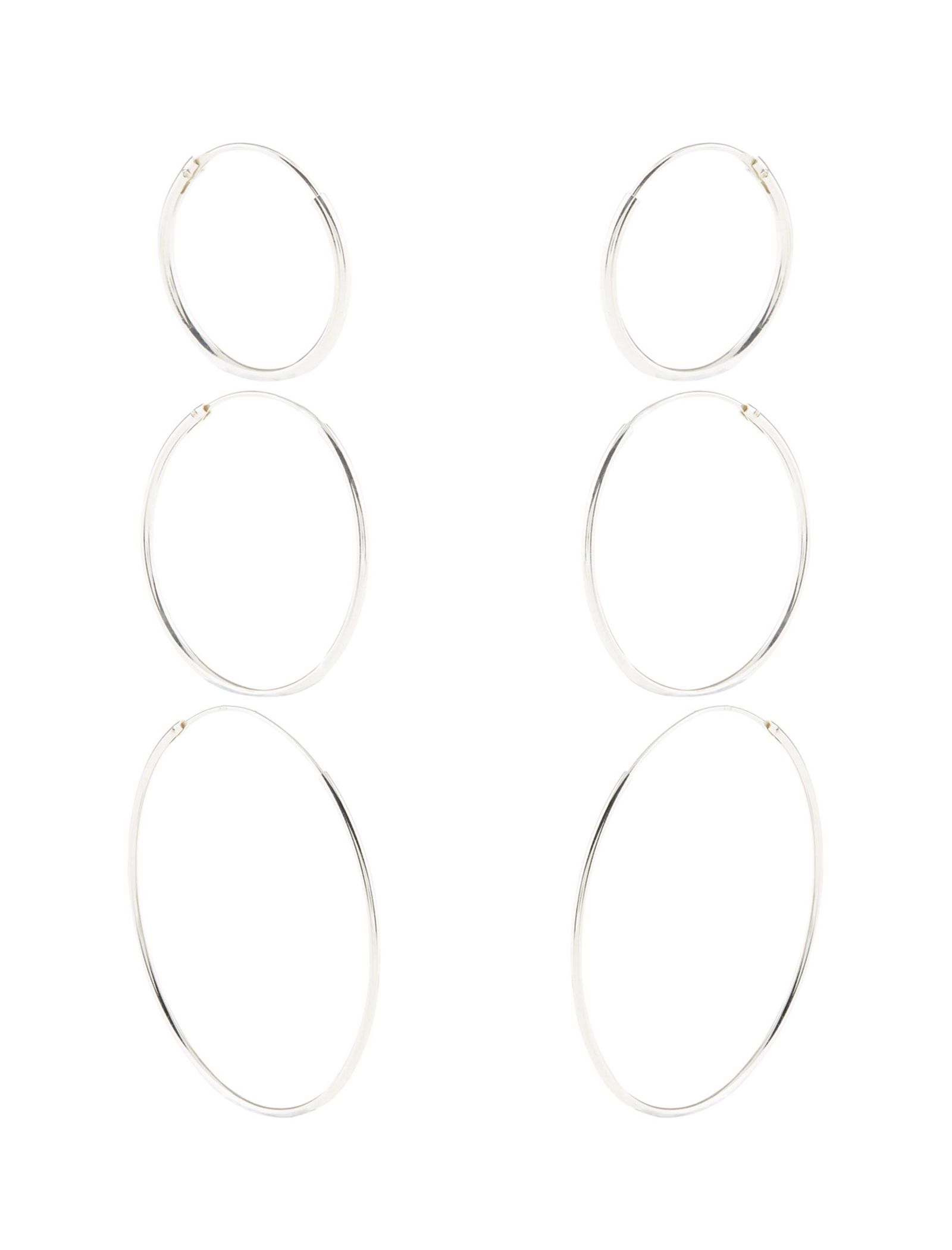 گوشواره نقره حلقه ای زنانه Sterling Silver 3X Simple Hoop - اکسسورایز - نقره اي - 1