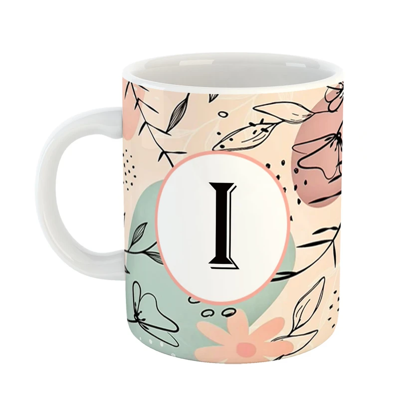 ماگ پادآفرین مدل فانتزی طرح حرف I کد 34