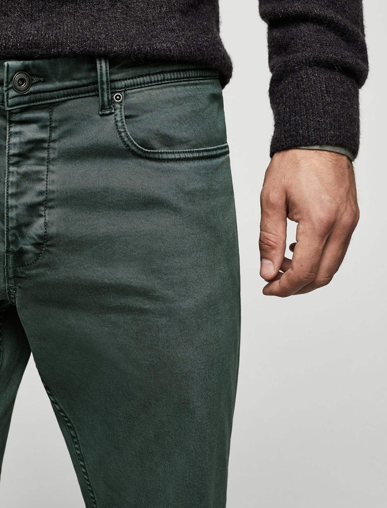 شلوار جین جذب مردانه - مانگو - سبز - 7