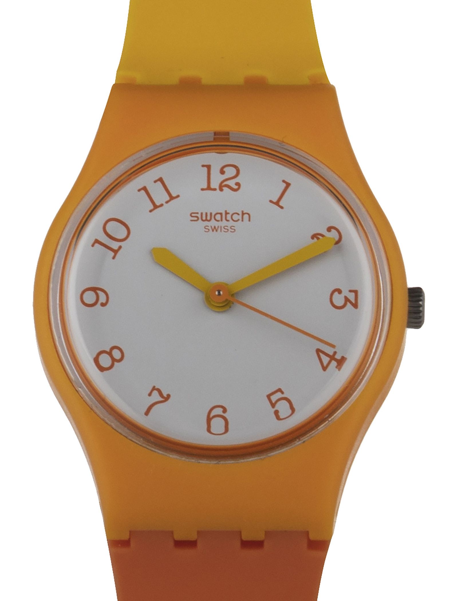 ساعت مچی عقربه ای زنانه - سواچ - زرد نارنجي - 3