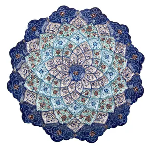 بشقاب مسی میناکاری شده اثر سلطانی طرح 13 قطر 25 سانتی متر