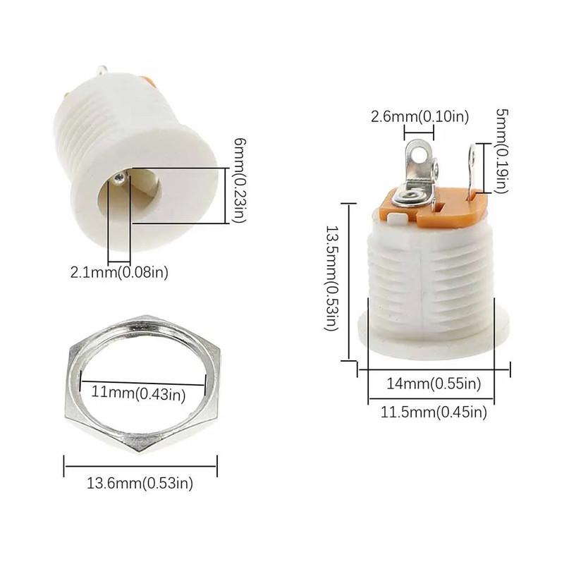 جک مادگی آداپتور مدل 5.5x2.1mm-DC.022B بسته 2 عددی
