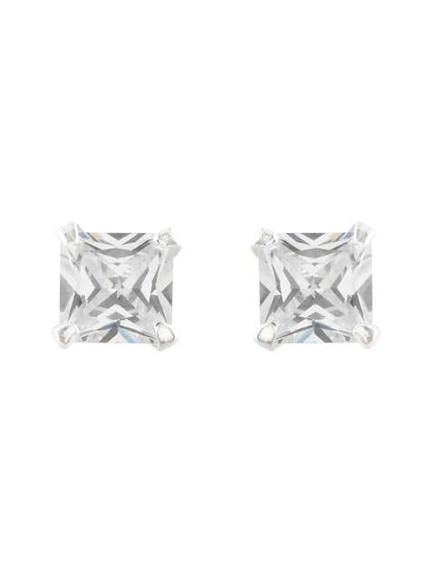 گوشواره نقره میخی زنانه Sterling Silver Square Crystal Stud - اکسسورایز