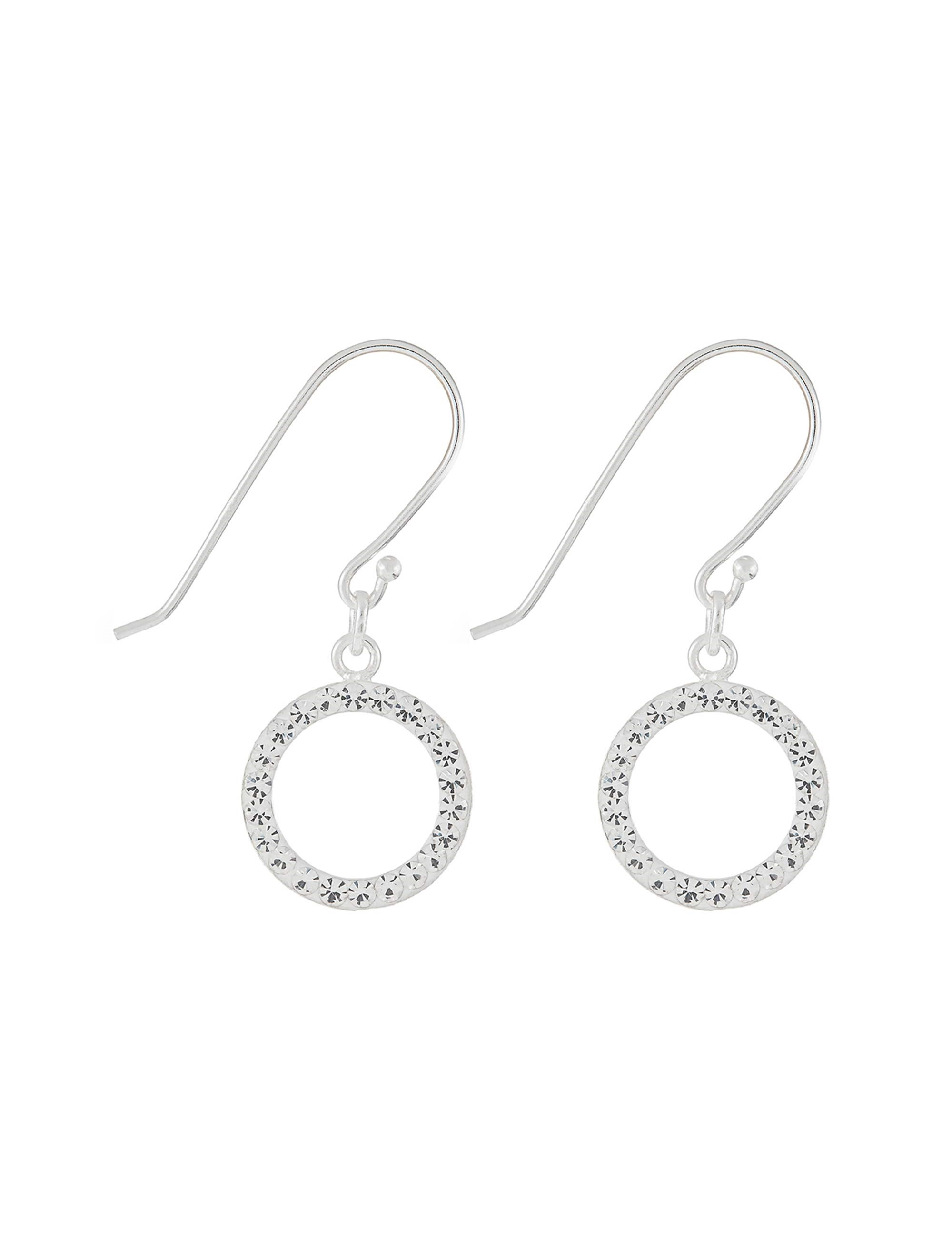 گوشواره نقره آویز زنانه Sterling Silver Pave Circle Short Drop - اکسسوریز