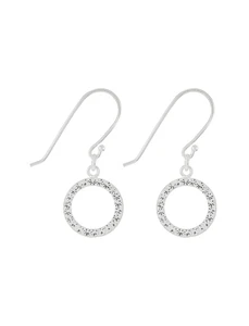 گوشواره نقره آویز زنانه Sterling Silver Pave Circle Short Drop - اکسسوریز