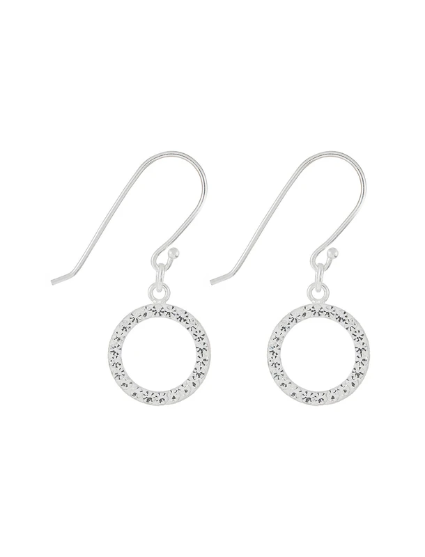 گوشواره نقره آویز زنانه Sterling Silver Pave Circle Short Drop - اکسسوریز