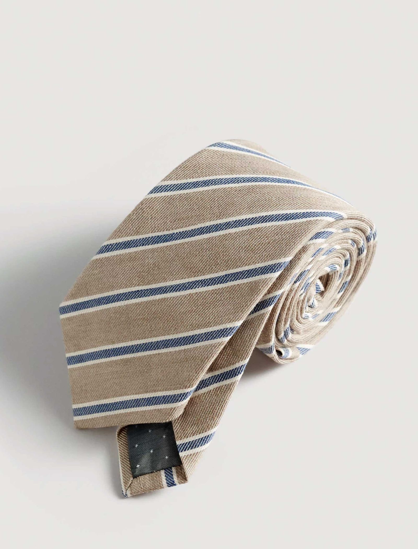 کراوات طرح دار مردانه - مانگو تک سایز - آبي و بژ - 3