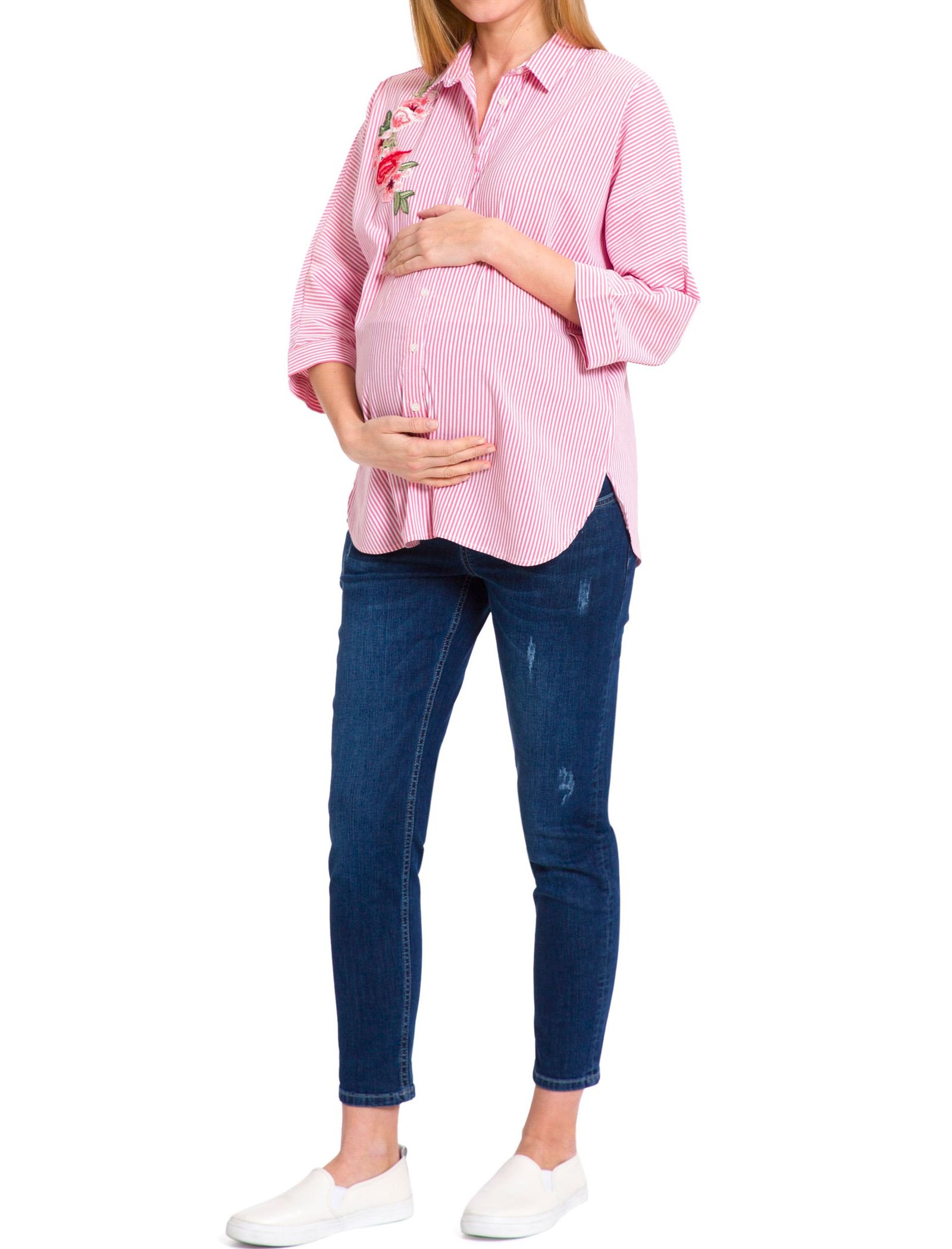 شومیز نخی طرح دار بارداری - ال سی وایکیکی - صورتي - 5