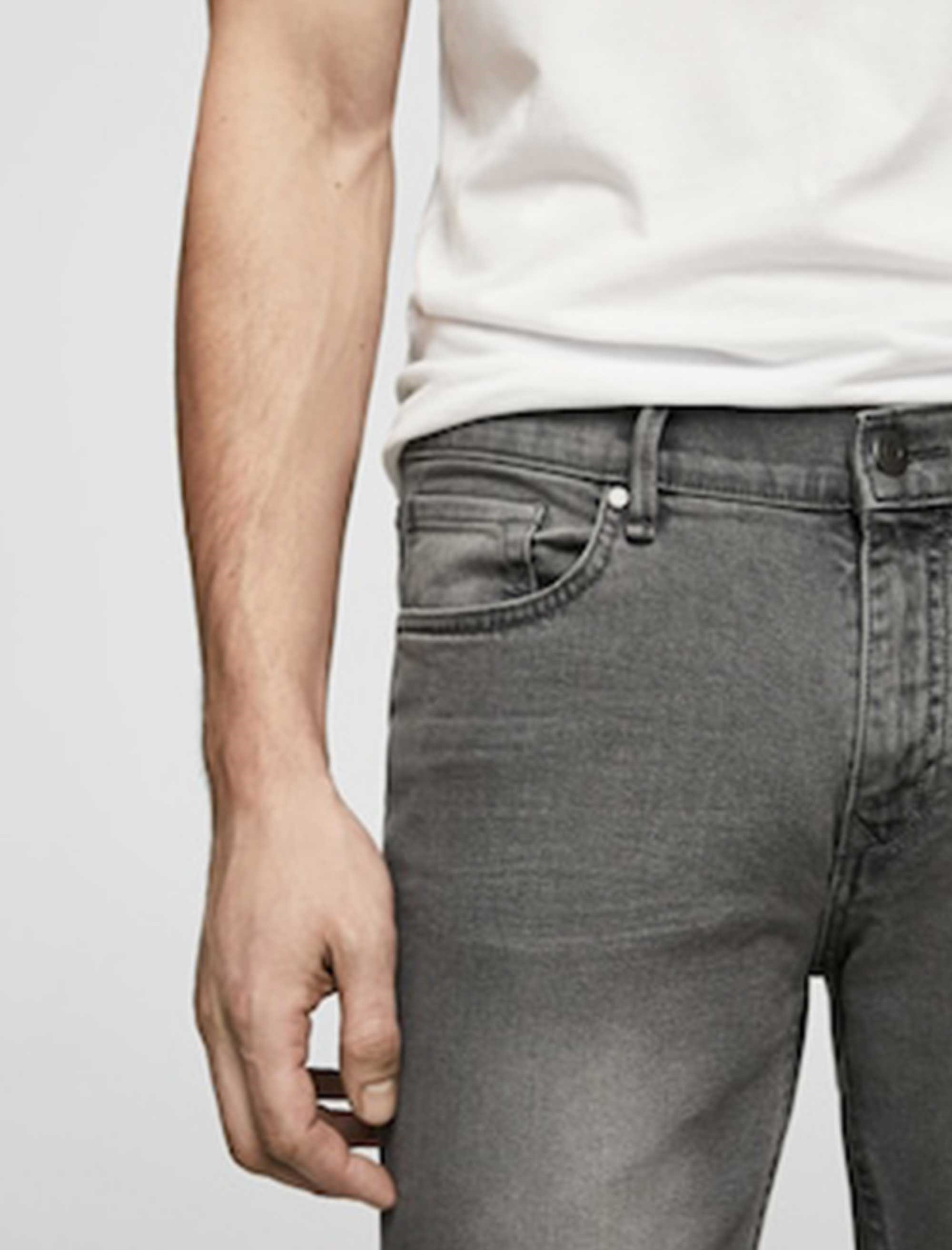 شلوار جین راسته مردانه - مانگو - طوسي - 6